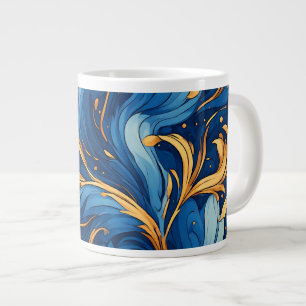 Königliche Wellen der Launen Wirbel aus Blau und G Jumbo-Tasse
