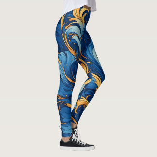 Königliche Wellen der Launen Wirbel aus Blau und G Leggings