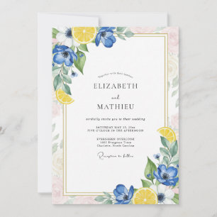 Königliche Zitronen-Zitrus-Eukalyptus-Hochzeit Einladung