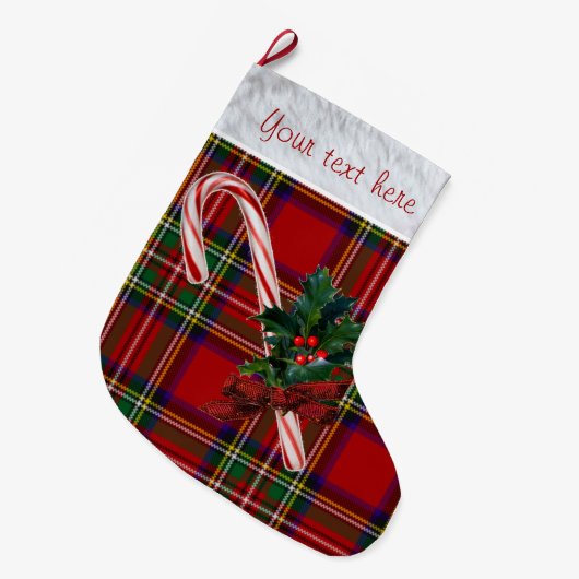 Königliche Zuckerstange-u. Stechpalmen-Gewohnheit Großer Weihnachtsstrumpf (Vorderansicht (hängend))