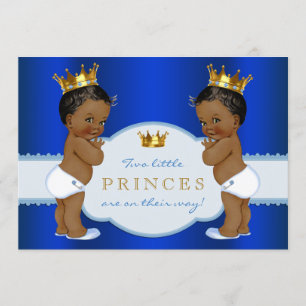 Königliche Zwillinge Afroamerikanische Prinz Baby- Einladung