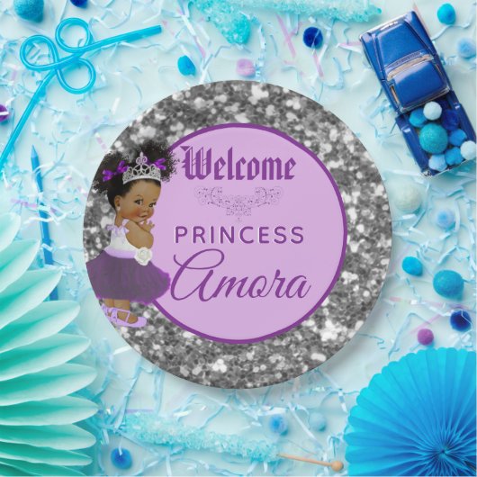 Königlicher afrikanischer lila Princess| silberner Pappteller (Party)