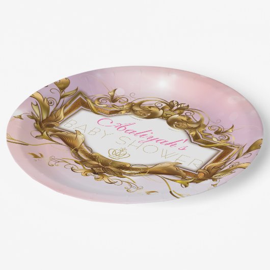 Königlicher Baby-Duschen-Teller Prinzessin-Elegant Pappteller (Schrägansicht)