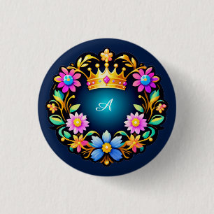 Königlicher Blumenrahmen Button