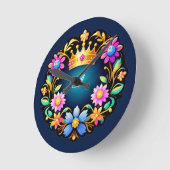 Königlicher Blumenrahmen Runde Wanduhr (Winkel)
