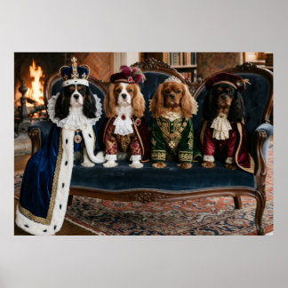 Königlicher Cavalier Spaniel Hof auf Samtsofa Poster