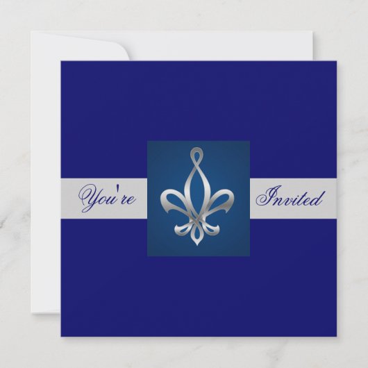 Königlicher Celtic Fleur blaue Anlass-Einladung Einladung (Vorderseite)