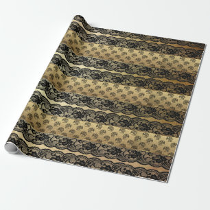 Königlicher Drache-goldene schwarze Spitze Geschenkpapier