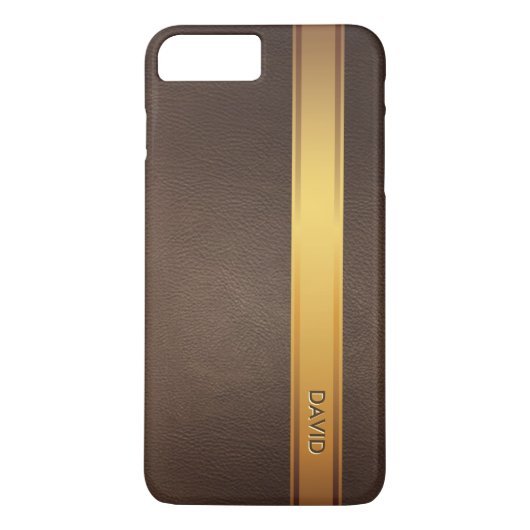 Königlicher Goldstreifen-Name-Leder-Hintergrund Case-Mate iPhone Hülle (Rückseite)