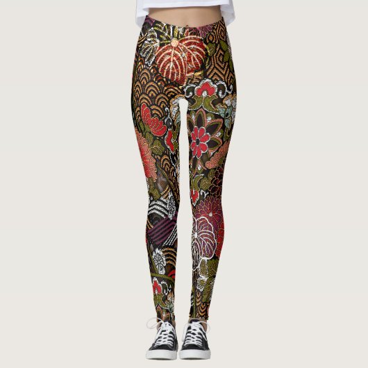 Königlicher Japaner gestickte Seide Leggings (Vorderseite)