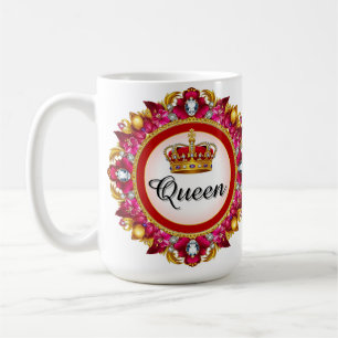 Königlicher Kronenrahmen mit Diamanten und florale Kaffeetasse
