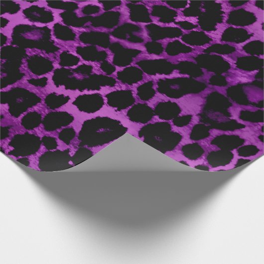 Königlicher lila Leopard-Druck Geschenkpapier (Ecke)