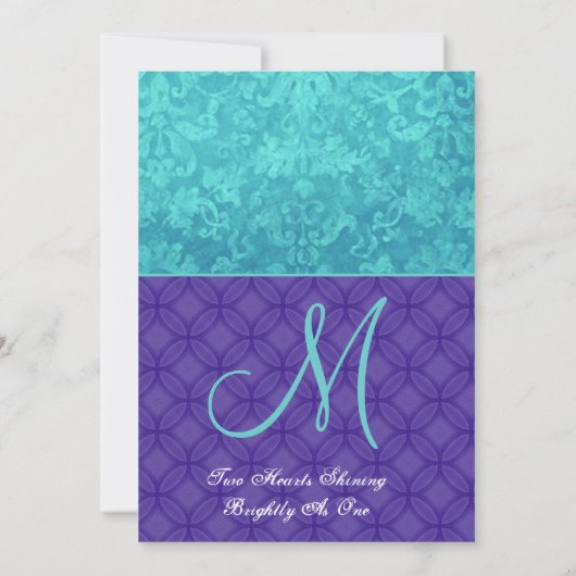 Königlicher Lila und Aqua-blauer Damast, der G500 Einladung (Rückseite)