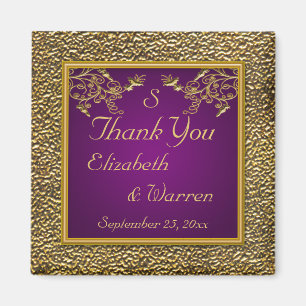 Königlicher Lila und GoldblumenGastgeschenk Magnet