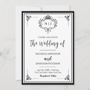 Königlicher Lorbeerkranz Monogramm Foto Hochzeit Save The Date