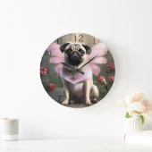 Königlicher Mops: Die Prinzessin-Fee verzauberter Große Wanduhr (Zuhause)