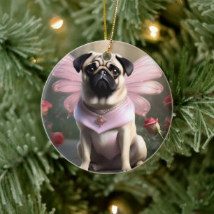 Königlicher Mops: Die Prinzessin-Fee verzauberter  Keramik Ornament