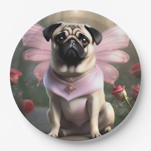 Königlicher Mops: Die Prinzessin-Fee verzauberter Pappteller (Vorderseite)