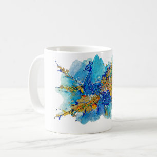 Königlicher Pfau der Goldenen Morgenröte Aquarell Kaffeetasse