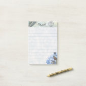 Königlicher Pfau und Hydrangea personalisiert Post-it Klebezettel (Auf Schreibtisch)