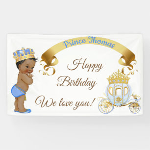 Königlicher Prinz Baby Junge Karre Blau Gold Banner