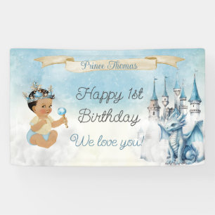 Königlicher Prinz Baby Junge Schloss Drache Blau G Banner