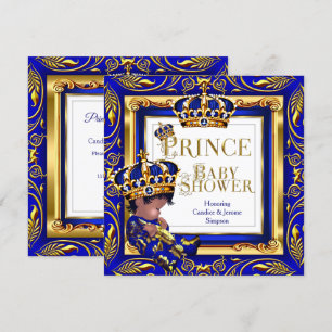 Königlicher Prinz Baby Shower Blau Goldene Krone E Einladung