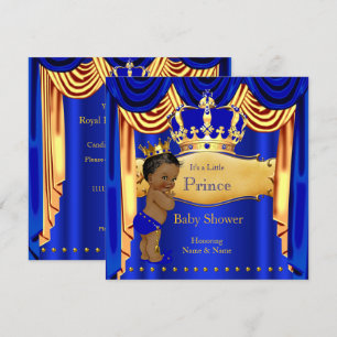 Königlicher Prinz Baby Shower Blau Goldene Krone E Einladung