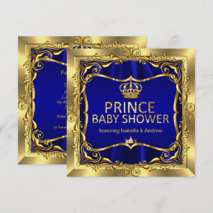 Königlicher Prinz Baby Shower Junge Blau Gold Einl Einladung