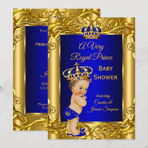 Königlicher Prinz  Baby Shower Königlich blau gold Einladung