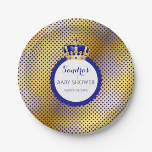 Königlicher Prinz Royal Blau Goldene Krone Pappteller