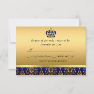 Königlicher Prinz Royal Blau Krönung Taufe RSVP Karte