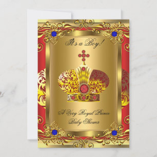 Königlicher Prinz Royal Blau Regales Rot Jungen Ba Einladung