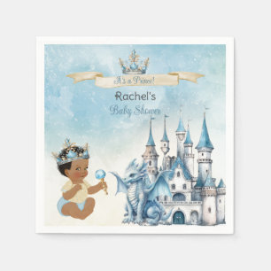 Königlicher Prinz Schloss Drache Krone Blau Gold J Serviette