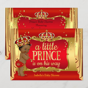 Königlicher Roter Goldjunge Prinz Baby Shower Ethn Einladung