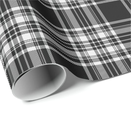 Königlicher Stewart Schwarzweiss-Tartan Geschenkpapier (Rolleneckpunkt)