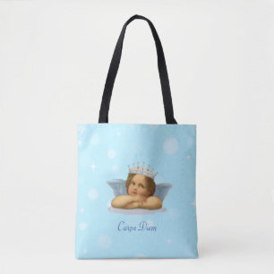 Königlicher stilvoller Raphael-Cherub auf Hellblau Tasche
