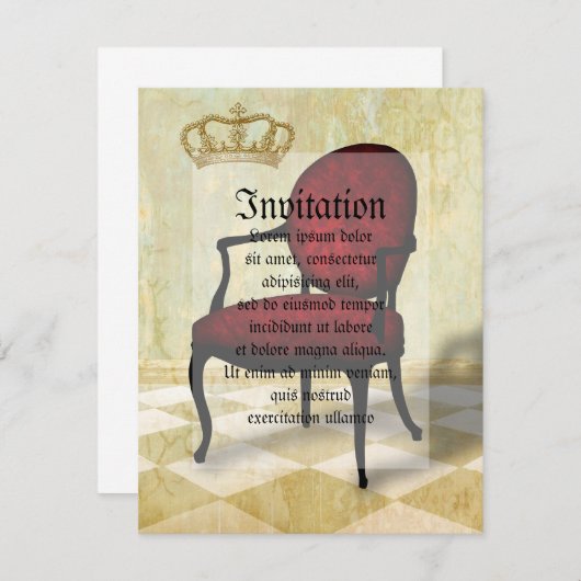 Königlicher Stuhl und Krone Einladung (Vorne/Hinten)