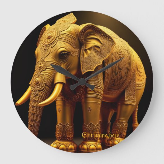 Königlicher vergoldeter Elefant Große Wanduhr (Vorderseite)