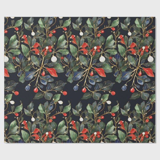 Königlicher Weihnachtsmistel nahtloses Muster BIG Geschenkpapier (Flach)