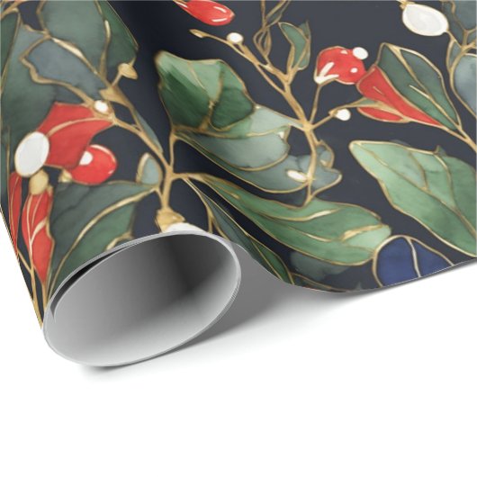 Königlicher Weihnachtsmistel nahtloses Muster BIG Geschenkpapier (Rolleneckpunkt)