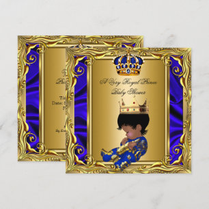 Königliches Baby-Event Royal Blau Elegant Gold Jun Einladung