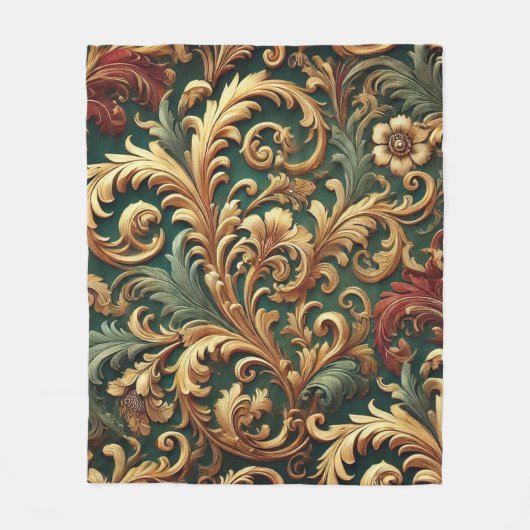 Königliches Barock-Blumenmuster Fleecedecke (Vorderseite)