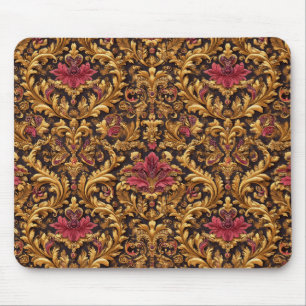 Königliches Barock-Blumenmuster mit goldenem Ornam Mousepad