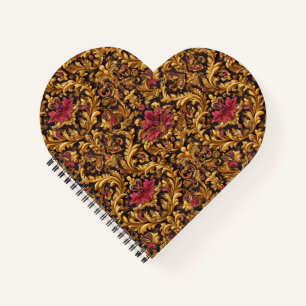 Königliches Barock-Blumenmuster mit goldenem Ornam Notizblock