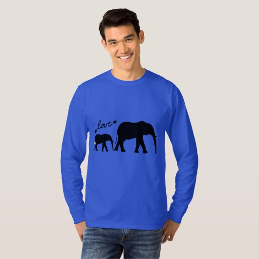 Königliches Blau-Elefant-Liebe-Down-Syndrom T-Shirt (Vorne ganz)