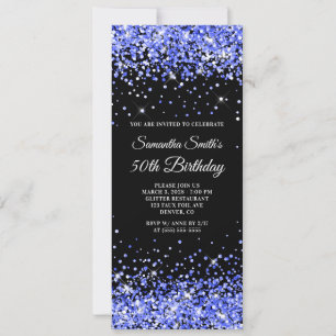 Königliches Blau Glitter Schwarz 50. Geburtstag Einladung
