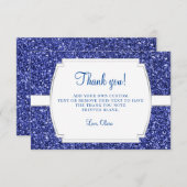 Königliches Blau-Glitzer danken Ihnen Karten (Vorne/Hinten)