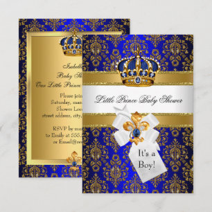 Königliches Blau Gold Kleiner Prinz Krone Baby Sho Einladung