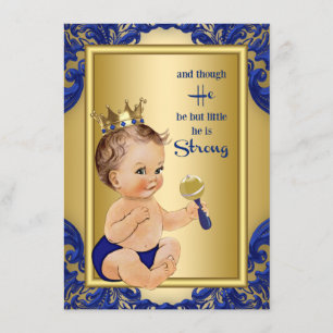 Königliches Blau Gold Prinz Baby Shower Einladung